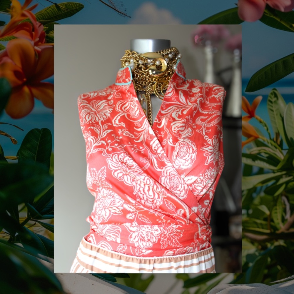 Floral Paisley Wrap-around Hawaiian Blouse